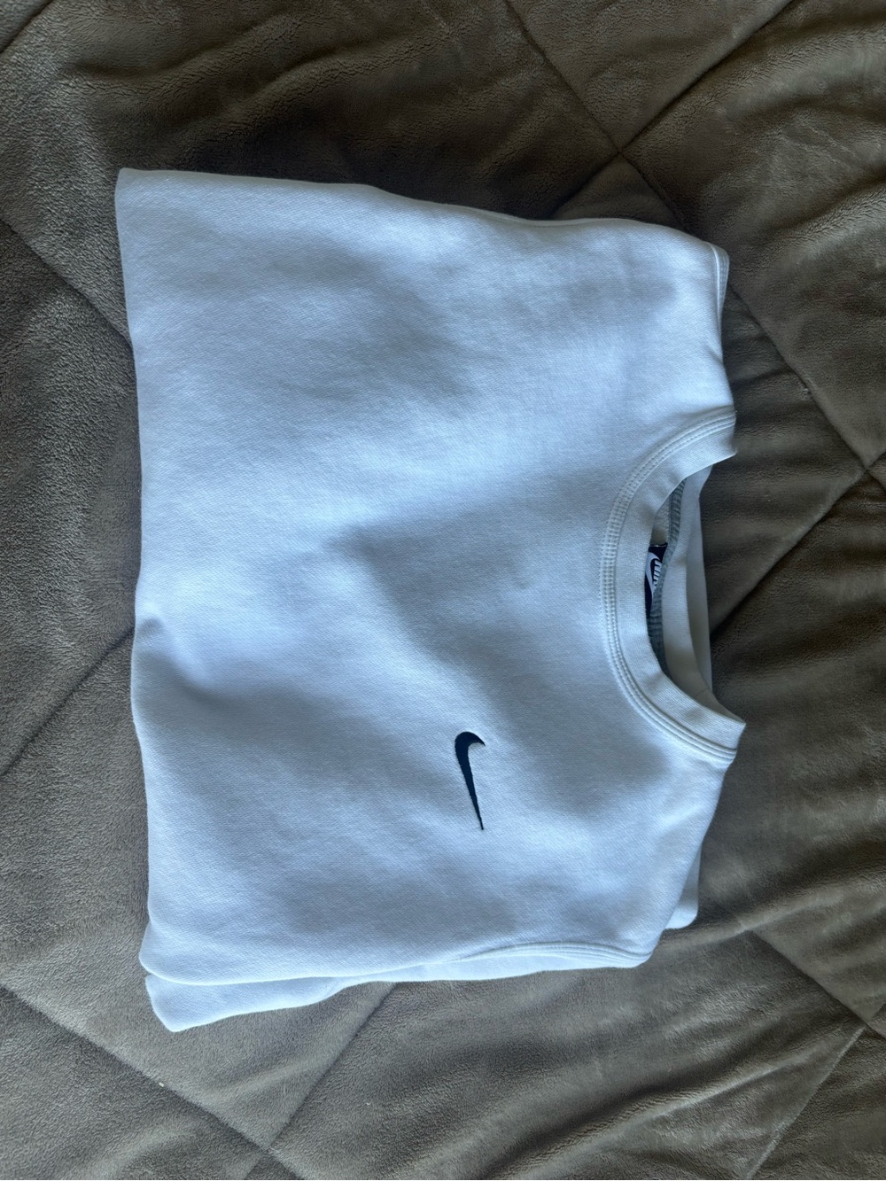 Nike White Crewneck with Black Swoosh Logo